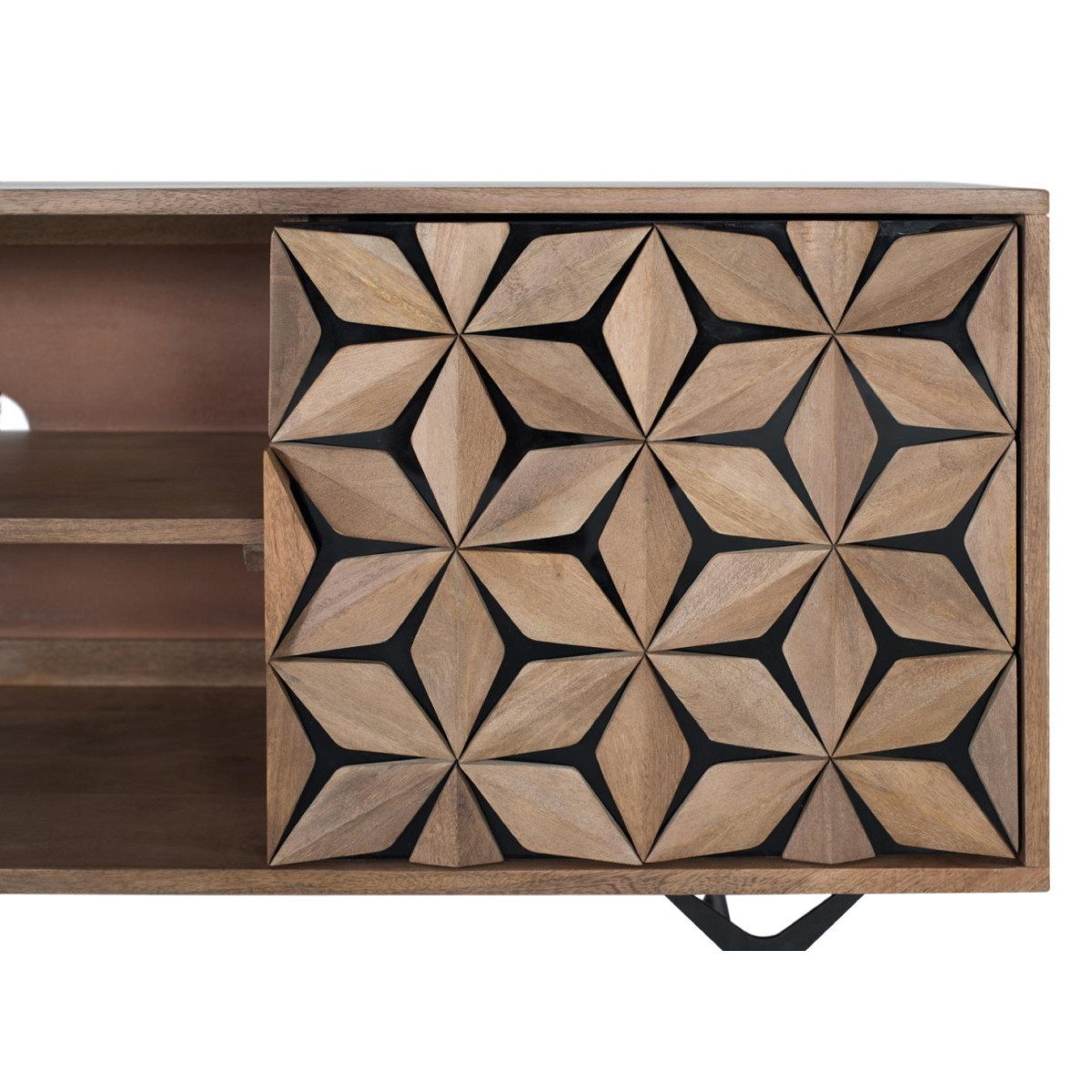Meuble TV 2 portes Bois Marron - THÉALIE marron, DECORATION D’AUTREFOIS