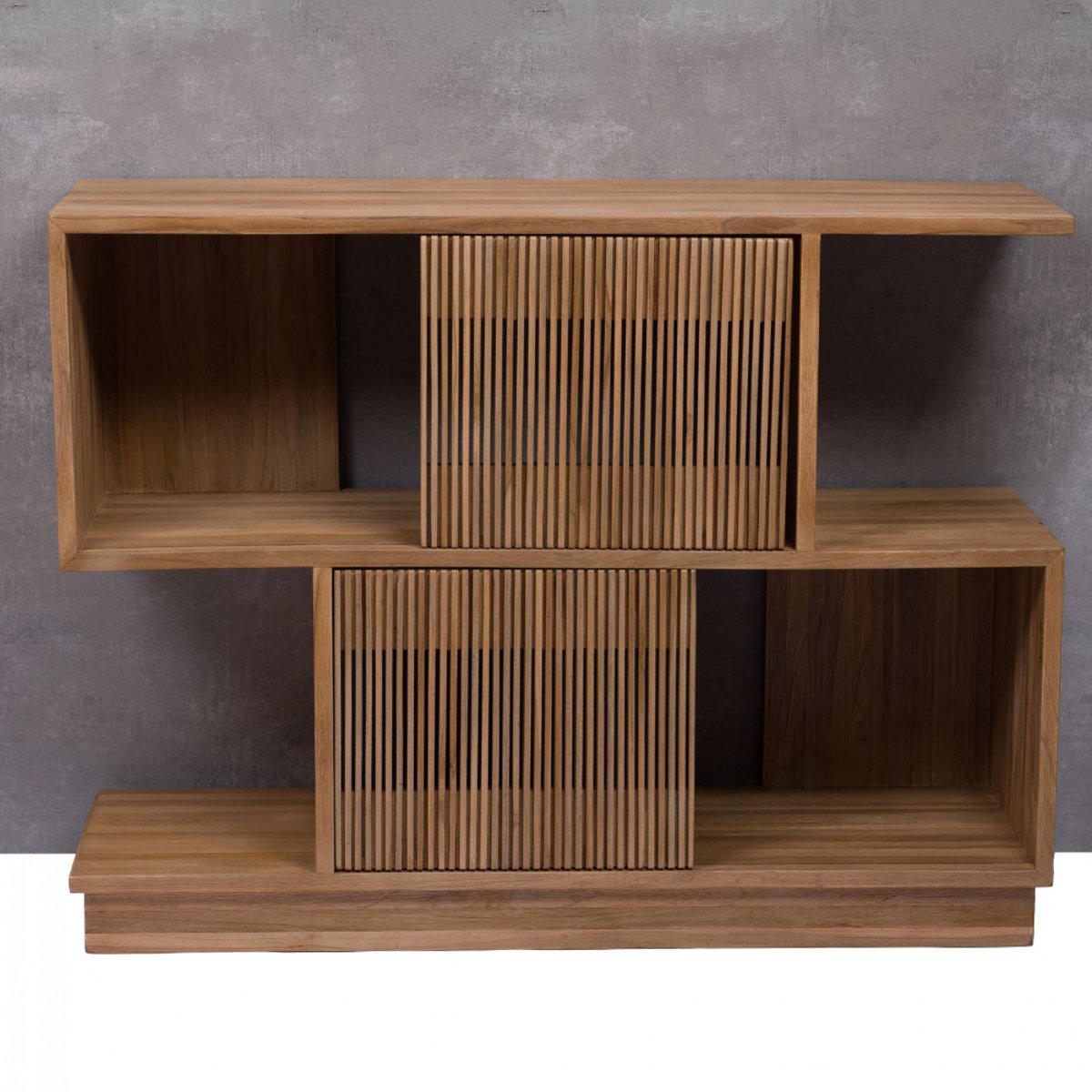 Console à portes coulissantes en teck L116 cm Calopsite marron, AMADEUS