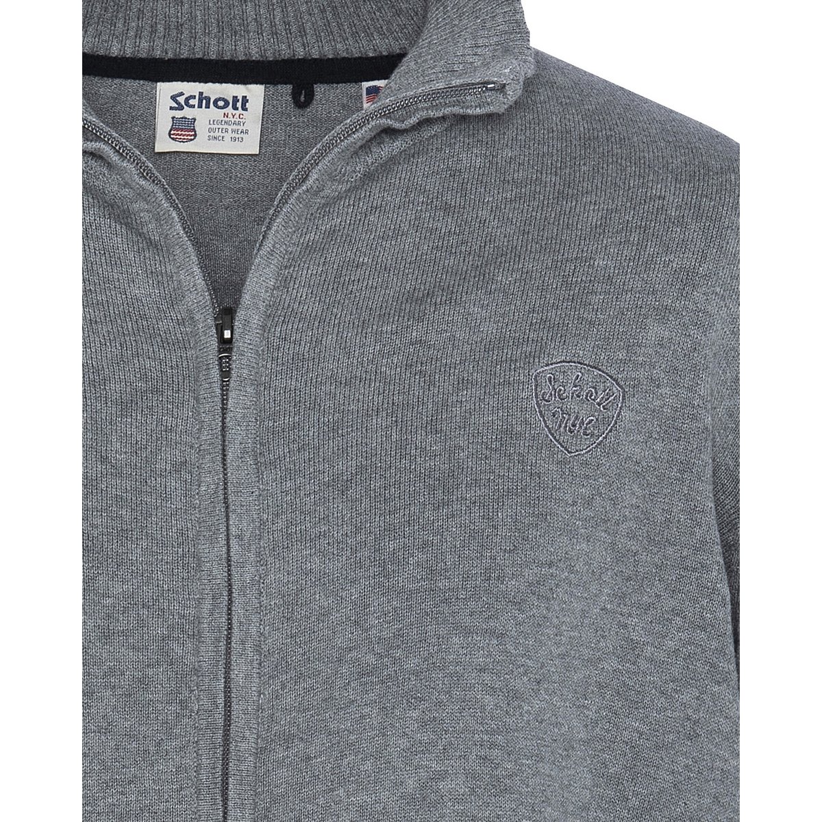 Cardigan zippé gris chiné, SCHOTT