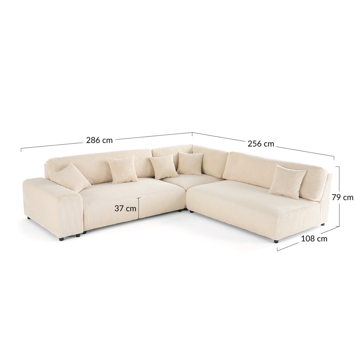 Canapé d'Angle droit 6 places - GARANCE bleu nuit, BEST MOBILIER