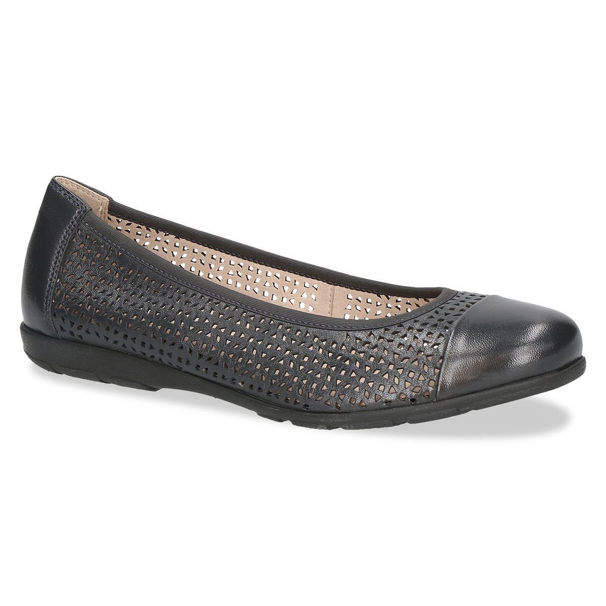 Ballerine en cuir bleu doux bleu océan, CAPRICE