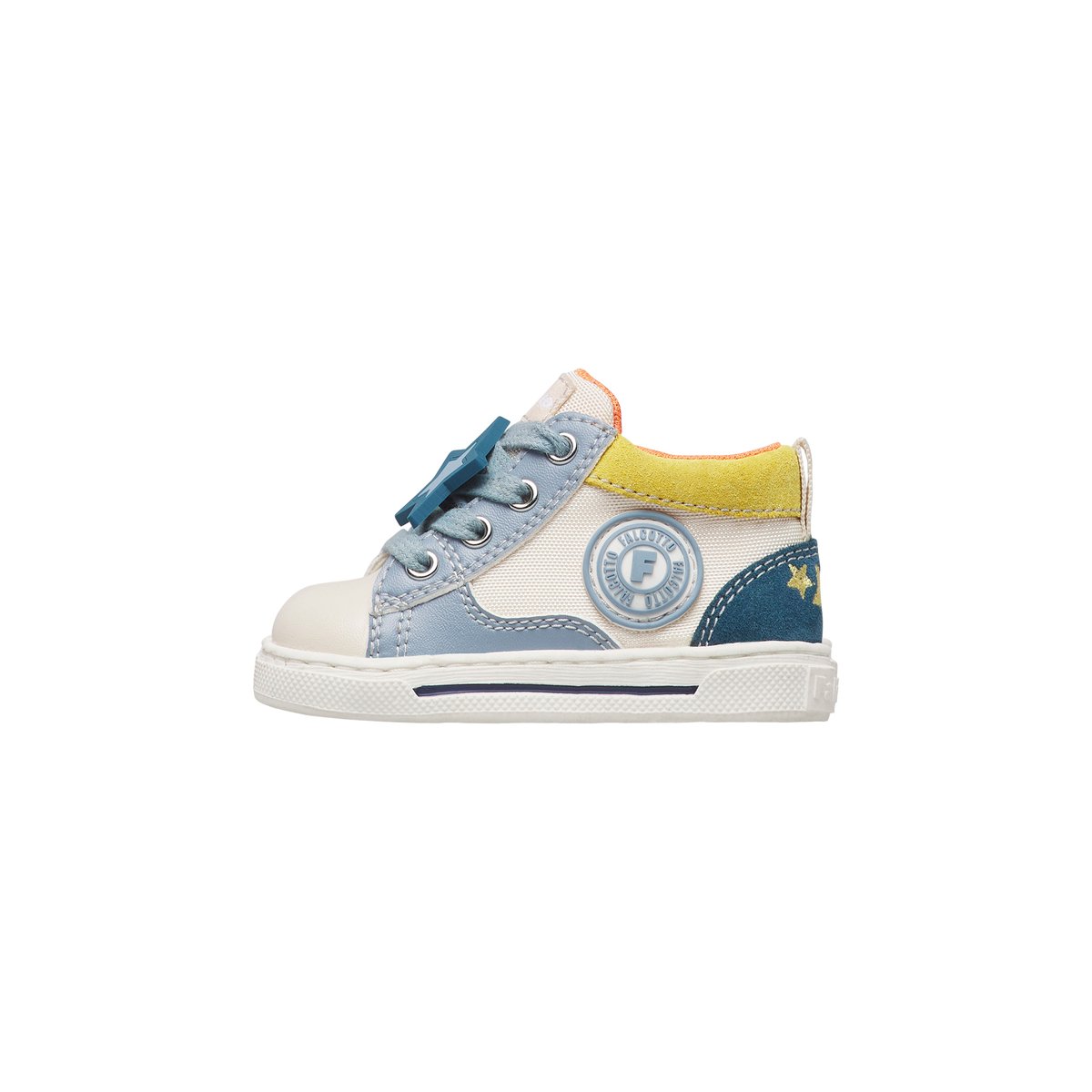 Sneakers en écopelle et tissu SHIN ZIP. blanc-bleu clair-, FALCOTTO