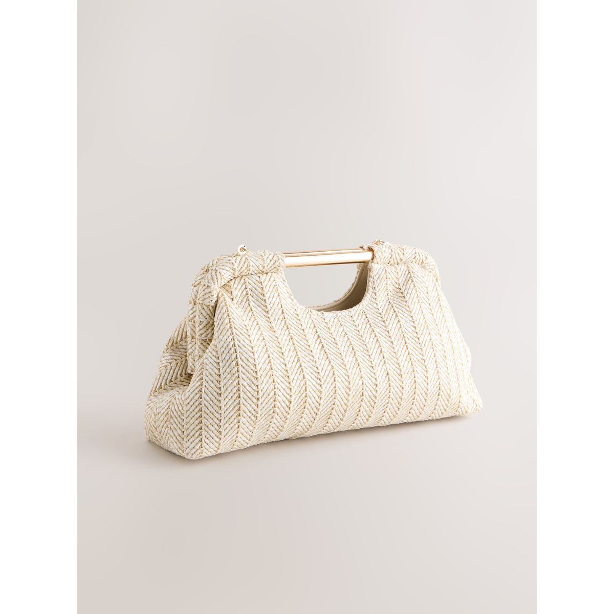 Pochette effet raphia à découpes naturel, NEXT