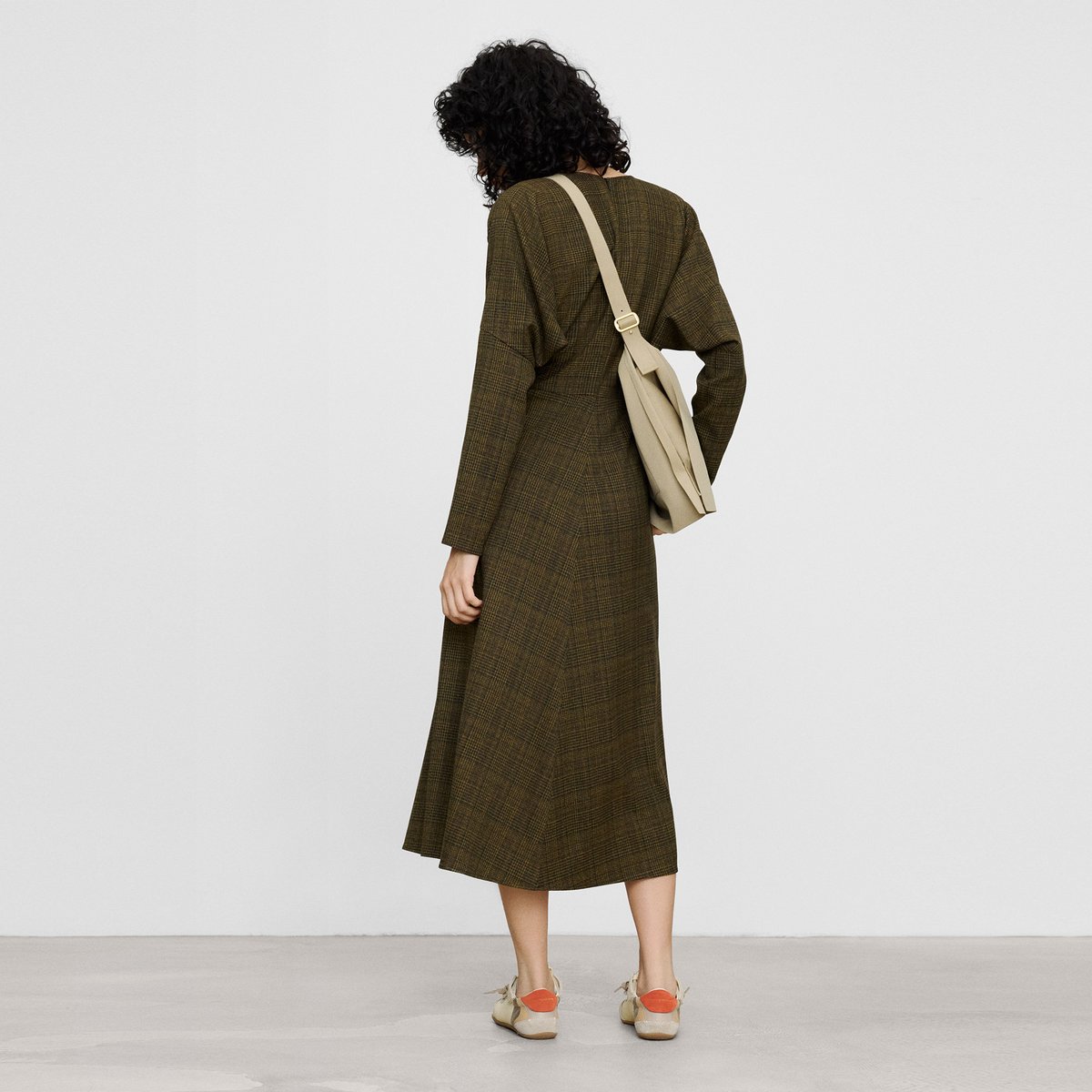 Robe japonaise à manches à carreaux vert à carreaux, ADOLFO DOMINGUEZ