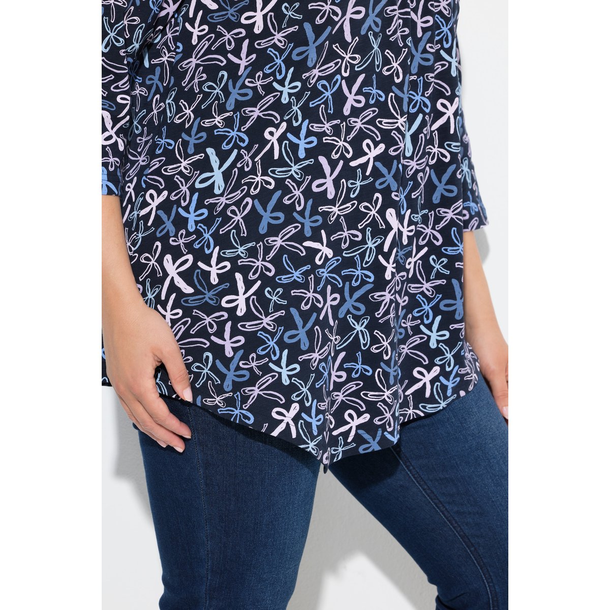 T-shirt, plis fantaisie, ligne en A marine, ULLA POPKEN