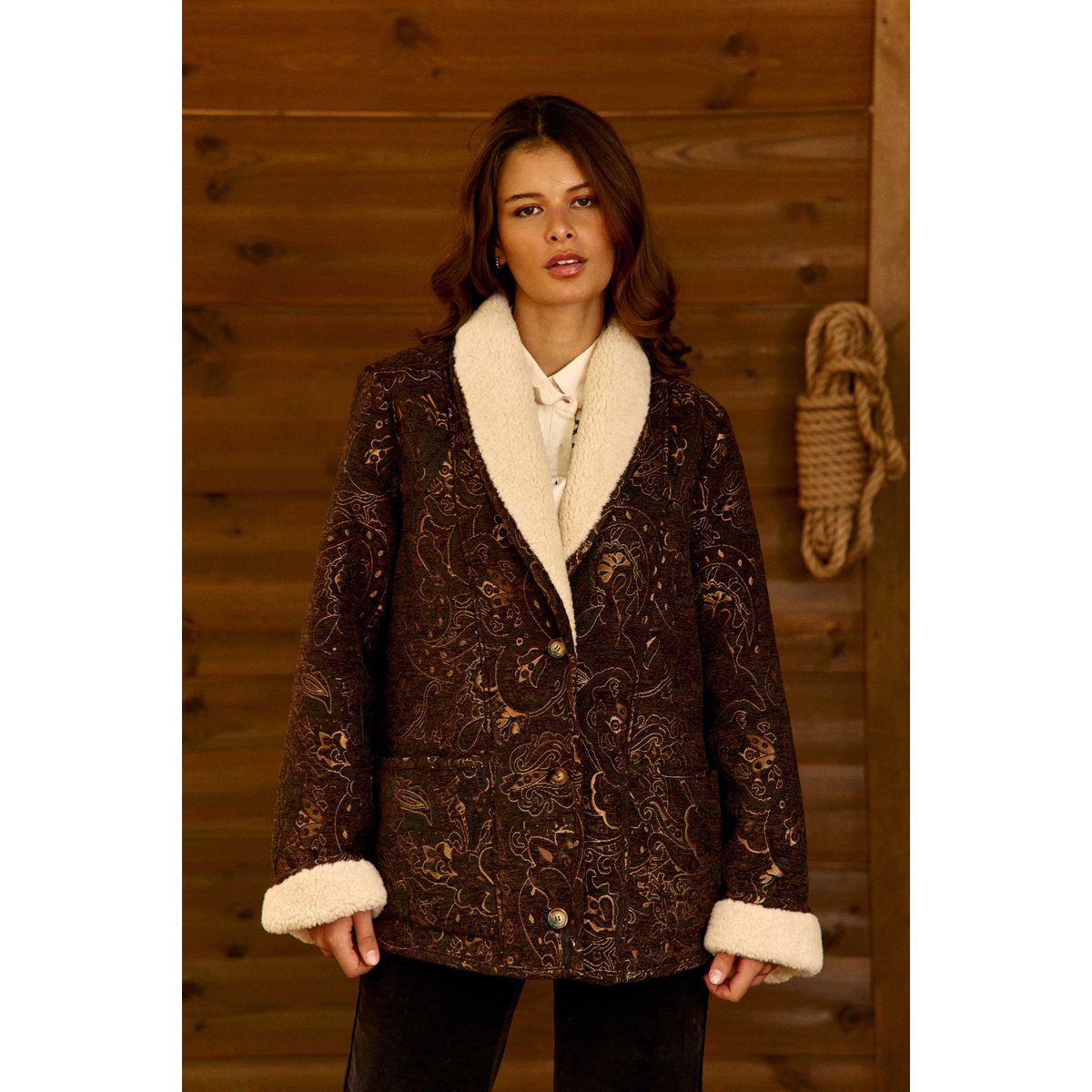 MANTEAU imprimé cachemire NOELIA 16-marron, LA PETITE ETOILE