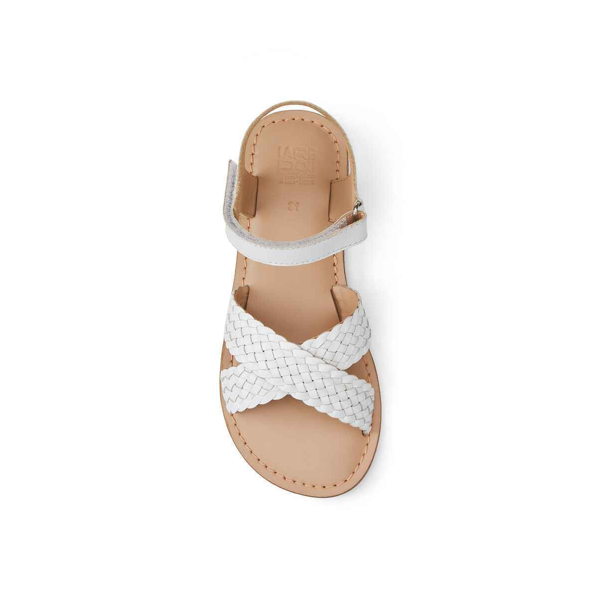 Kids Braided Leather Sandals white, LA REDOUTE COLLECTIONS