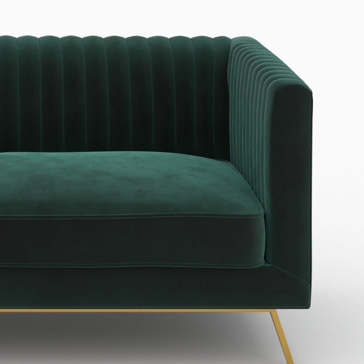 Ensemble canapé et fauteuil en velours 4 places - GATSBY vert, MAISON PAVANE