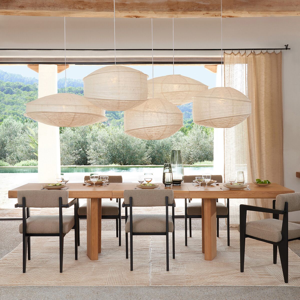 Nassah Pendant Light in Textured Paper, Diameter 91cm white, AM.PM