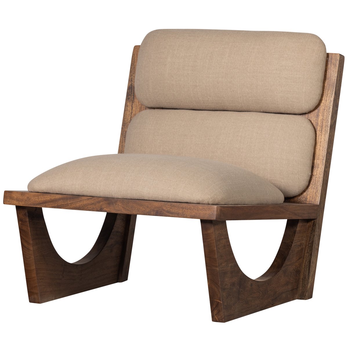 Fauteuil en bouclé et bois OPULENT beige, WOOOD