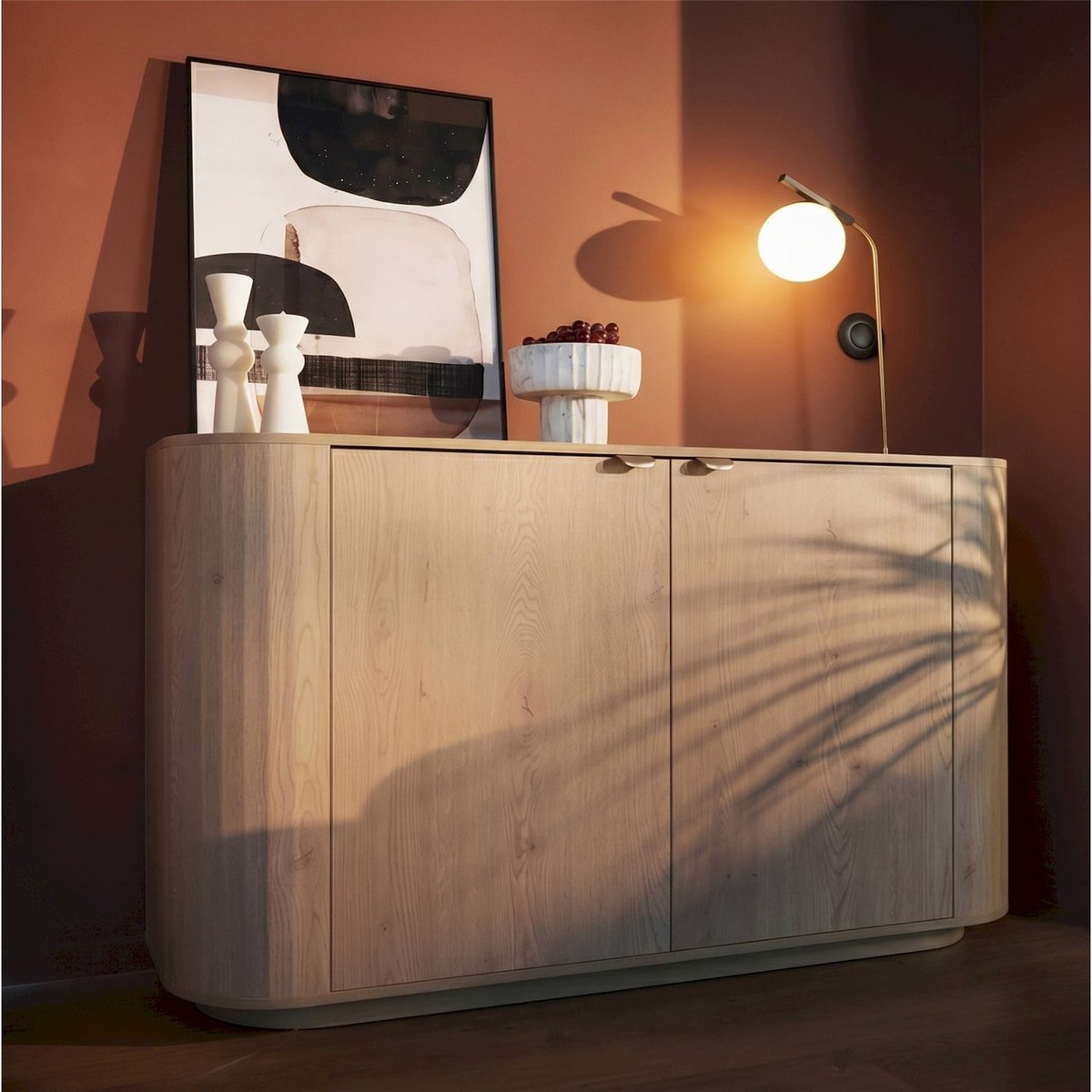 Buffet 2 portes collection CORU chêne cremona torro avec accents noirs, RECOLLECTION