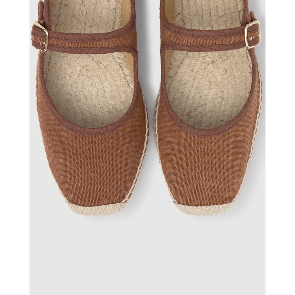Espadrilles plates style Mary-Jane en coton PADUA PLATFORM cognac, CASTANER