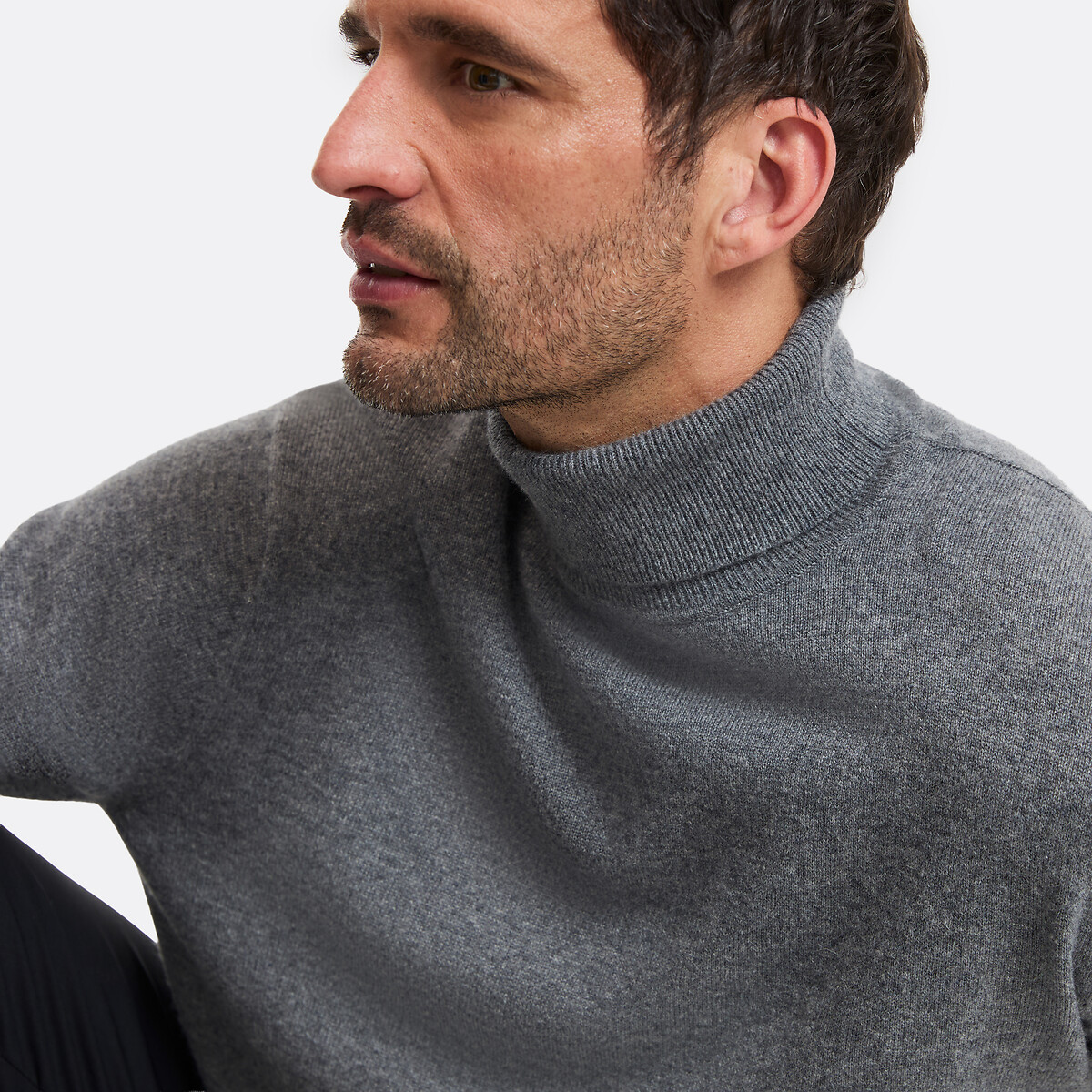 Cashmere Turtleneck Jumper grey marl, LA REDOUTE COLLECTIONS