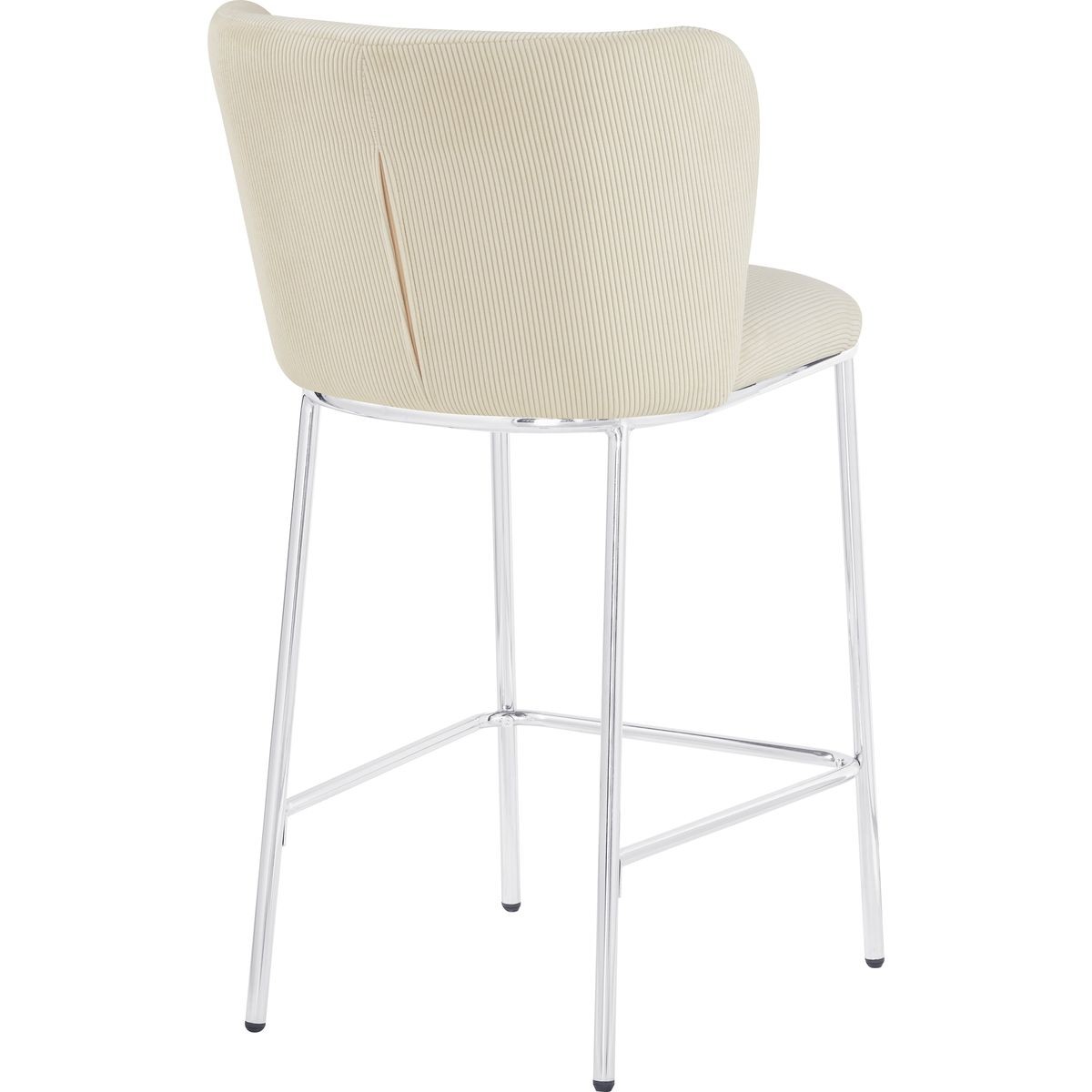 Lot de 2 tabourets de bar en velours côtelé, piètement chromé - TOMA beige, HOMIFAB