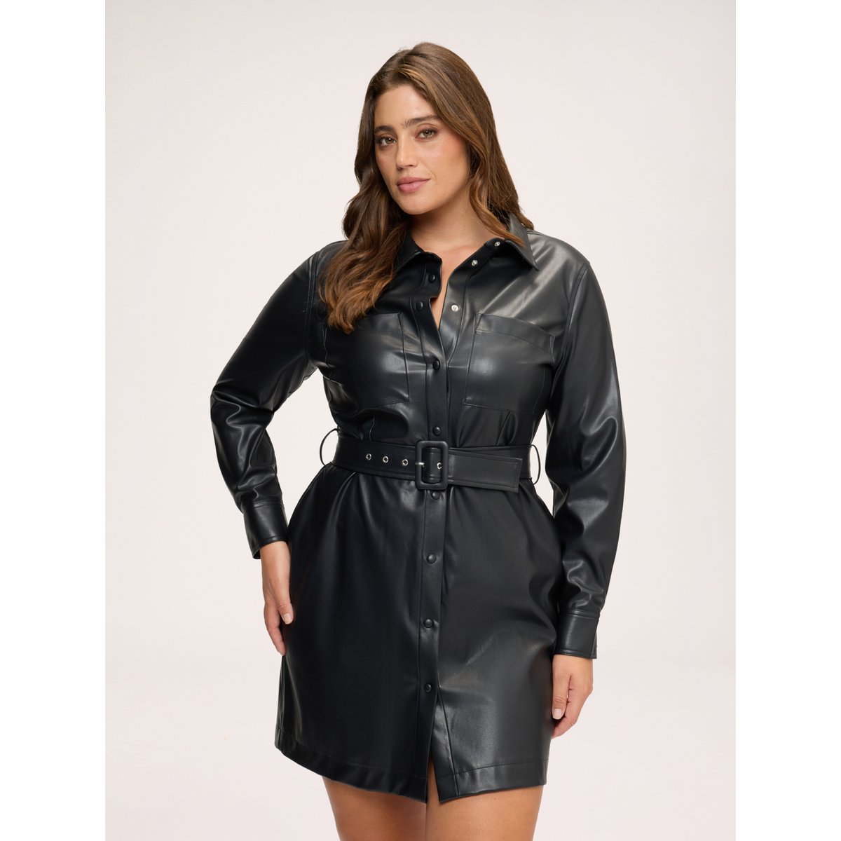 Robe chemisier courte avec ceinture noir, FIORELLA RUBINO