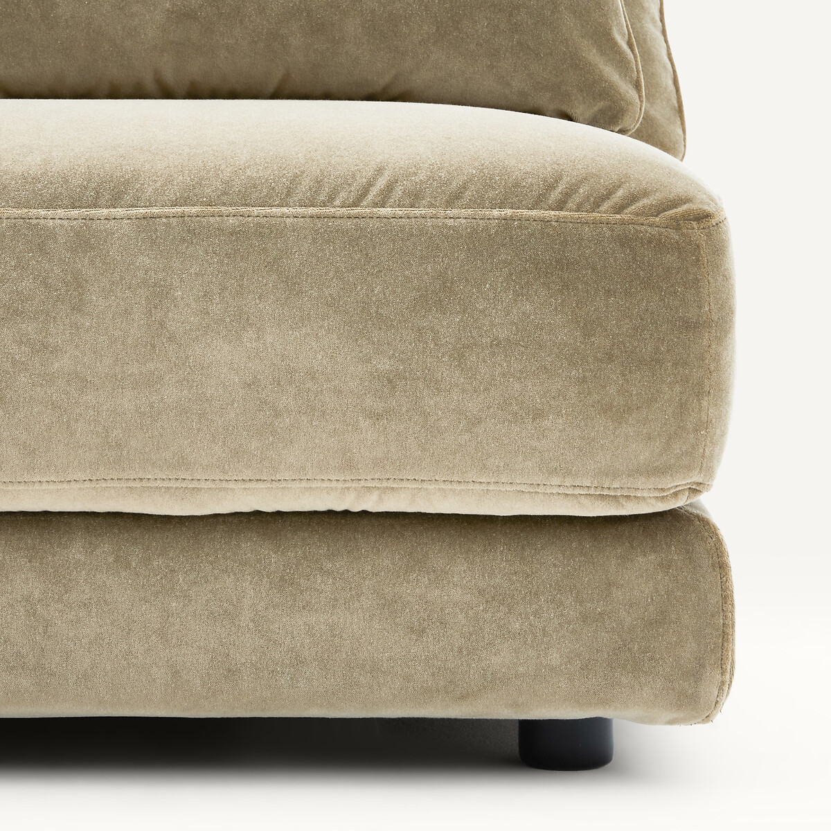 Demi-canapé gauche, arrondi, modulable en velours de lin, TIBERIO tilleul, AM.PM
