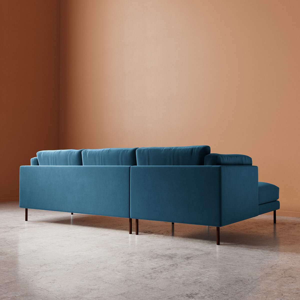 Munich Easy Velvet Corner Chaise Sofa petrol blue, SWOON