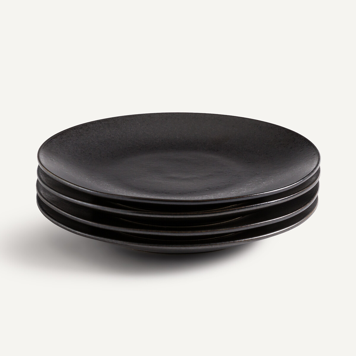 Set of 4 Kanso Glazed Stoneware Dinner Plates black, AM.PM