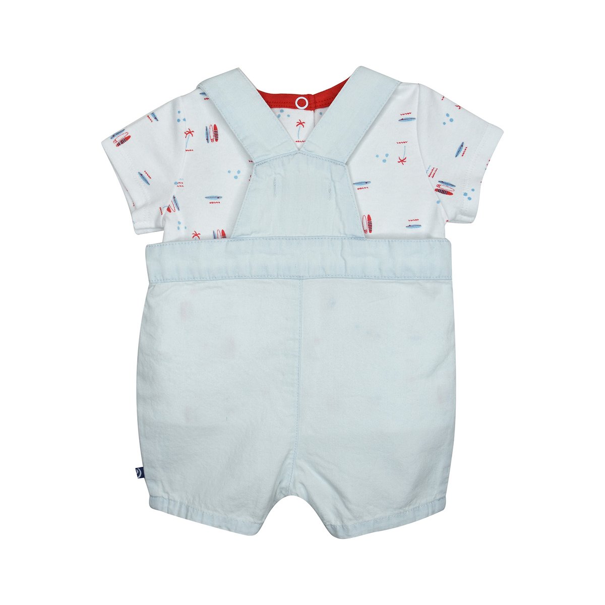Tee shirt salopette godefroy jean court naissance bleu, SUCRE D'ORGE