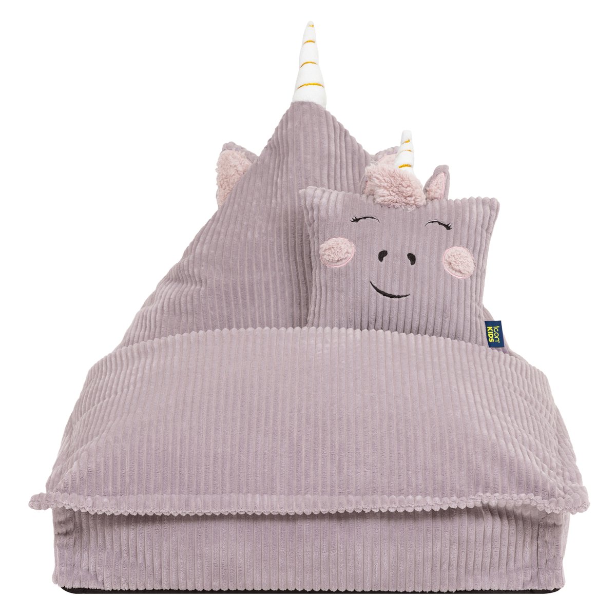 Pouf chauffeuse animal avec coussin licorne pour enfant en velours côtelé Oeko-Tex® lilas lilas licorne, ICON