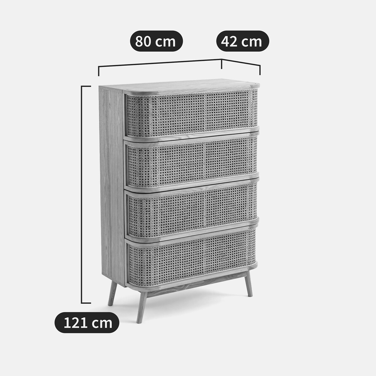Commode 4 tiroirs en cannage, Laora naturel, LA REDOUTE INTERIEURS