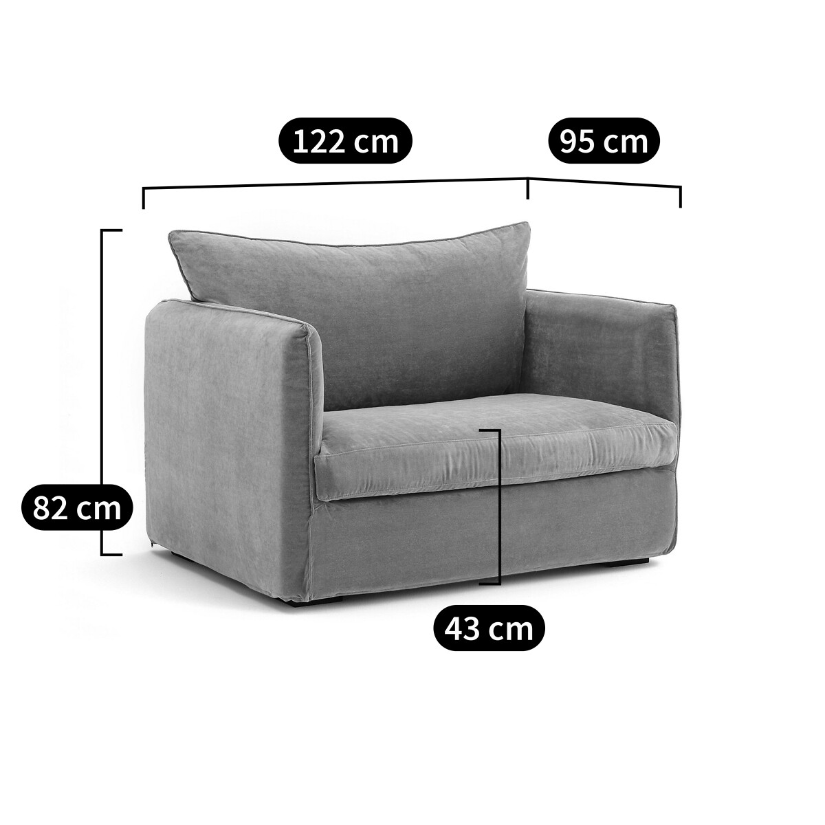 Fauteuil coton/lin, Néo Chiquito bleu nuit, AM.PM