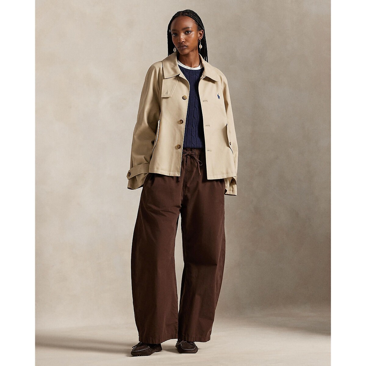 Cotton A-Line Jacket with Button Fastening beige, POLO RALPH LAUREN
