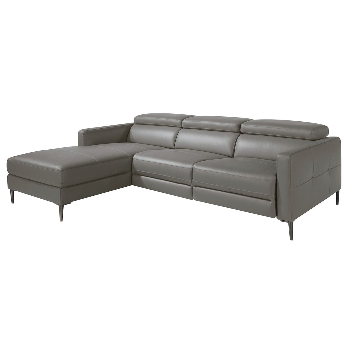 Canapé d'angle en cuir avec relax gris | acier, ANGEL CERDA