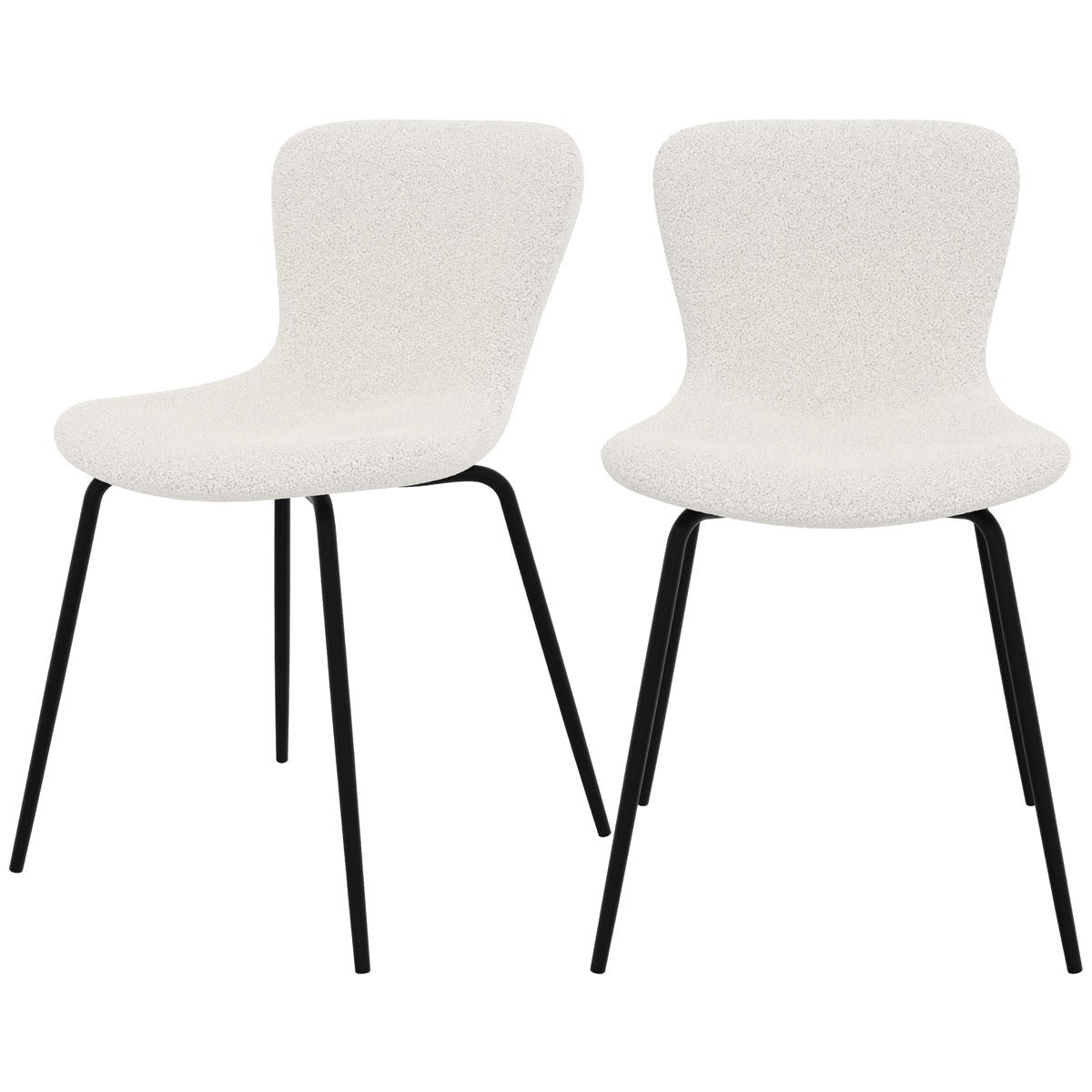 Lot de 2 chaises et pieds en métal - KOKO blanc, pieds noirs, MAISON PAVANE