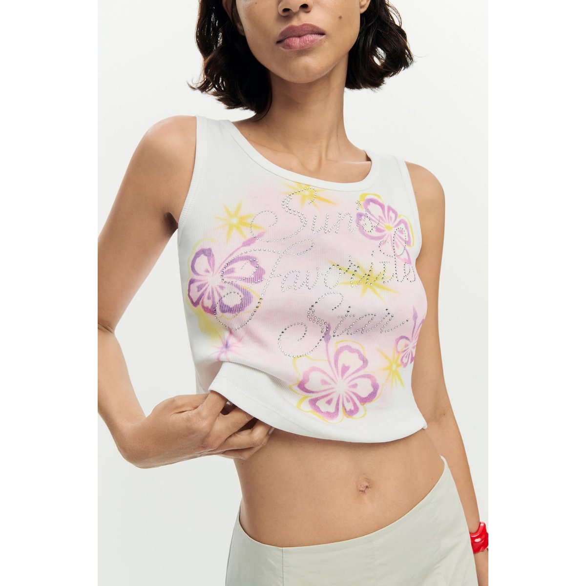 Débardeur imprimé blanc, DESIGUAL