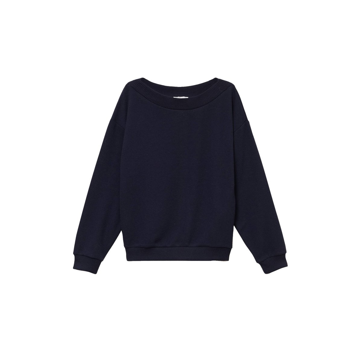 Sweat duveteux col rond manches longues bleu marine, CACHE CACHE