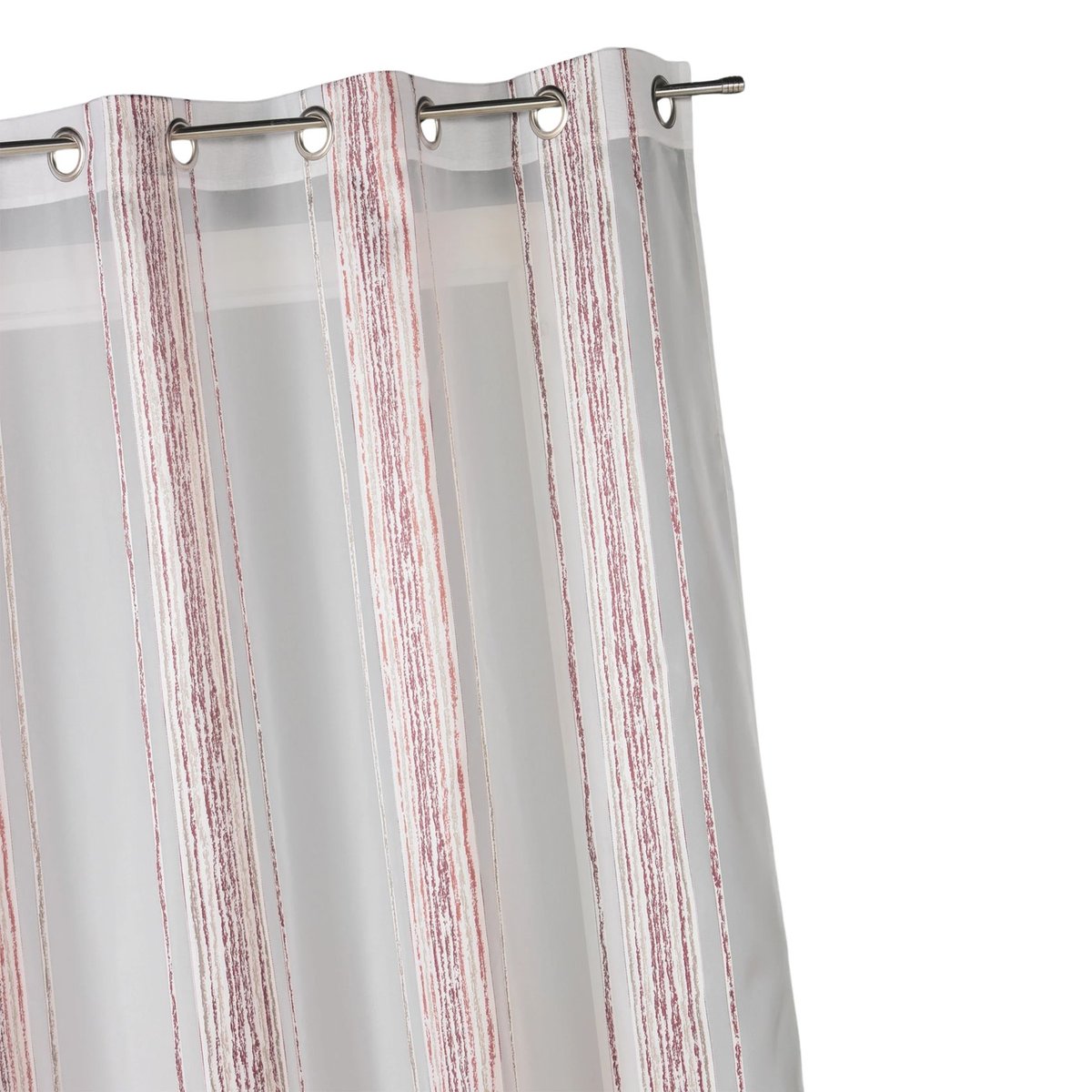 Voilage jacquard à fines rayures verticales bordeaux, HOME MAISON