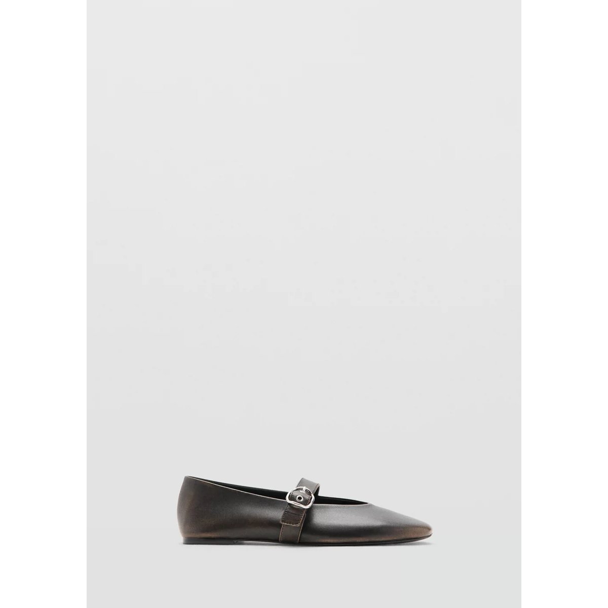 Ballerines cuir boucle chocolat, MANGO