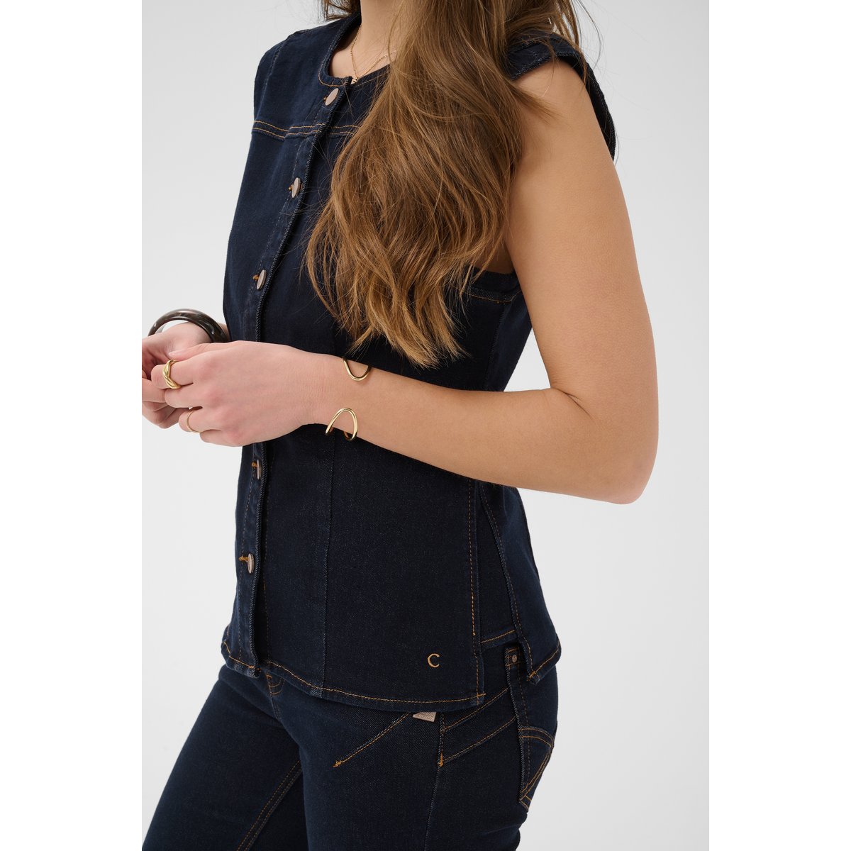 Manteau bleu cape breton rinse blue denim, CREAM