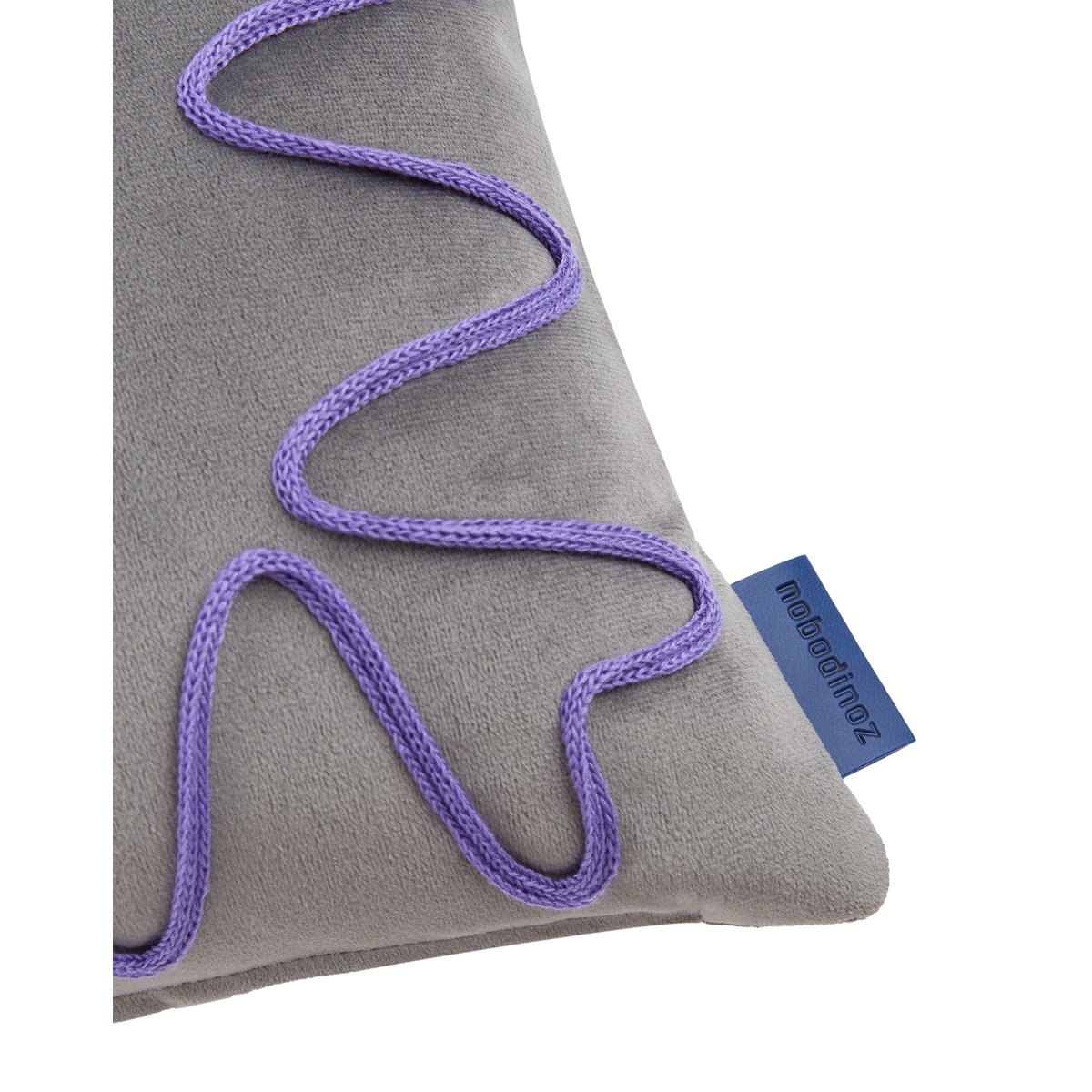 Coussin brodé Rita Eco-velours grey, NOBODINOZ