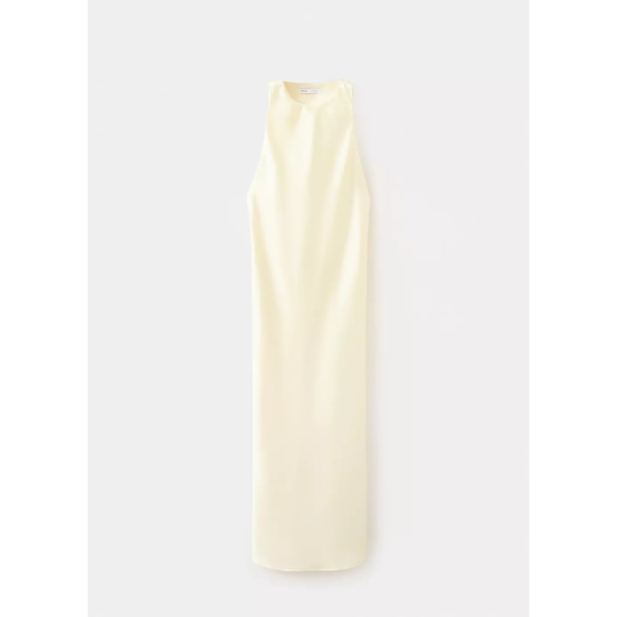 Robe satinée à détails sur le dos jaune pastel, MANGO