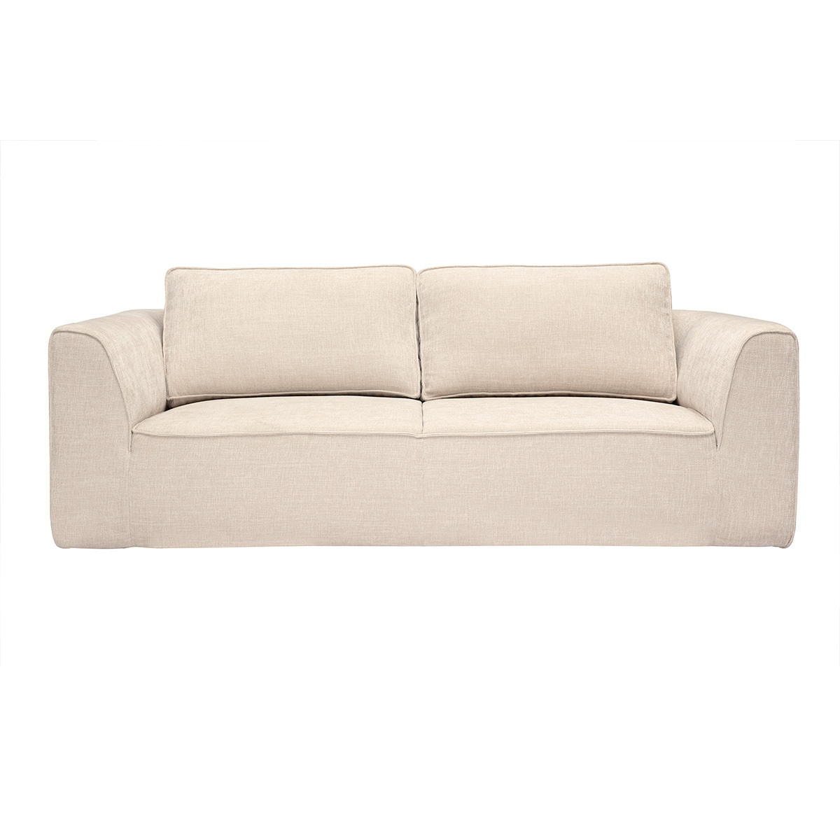 Canapé design en tissu effet velours texturé beige 3 places GRAMMY beige, MILIBOO