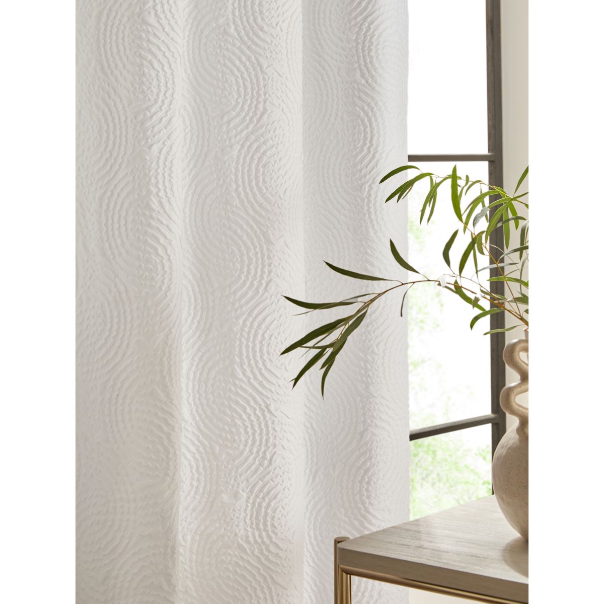 Rideaux occultants œillets/motif géométrique blanc, NEXT
