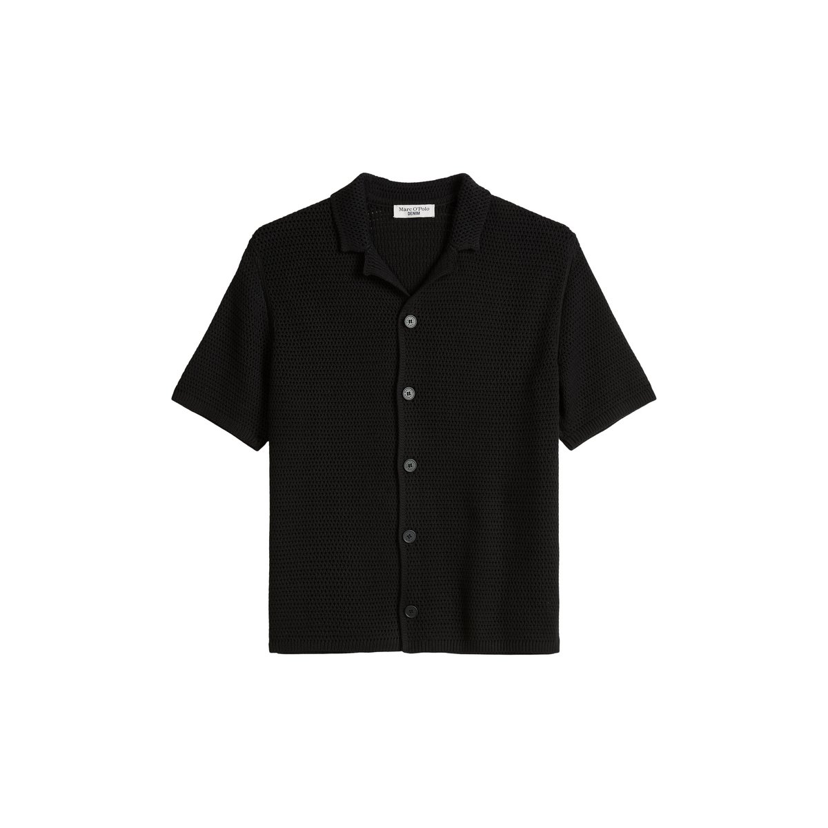 Cardigan à manches courtes relaxed avec structure ajourée noir, MARC O’POLO DENIM