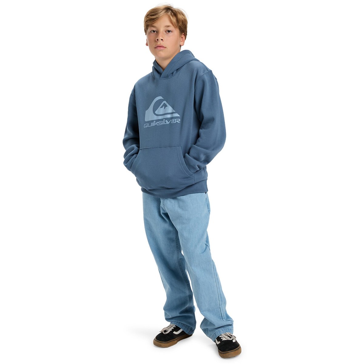 Sweat de capuz, em moletão cardado azul, QUIKSILVER