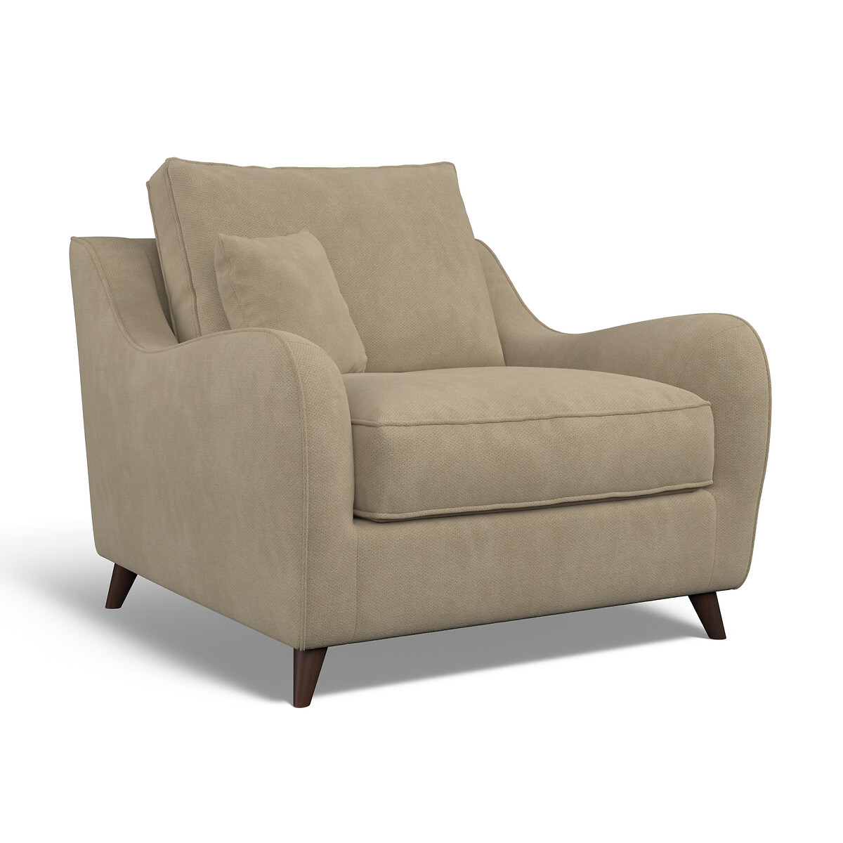 Amelia Soft Brushed Armchair with Dark Wood Legs linen, ÉDITÉ