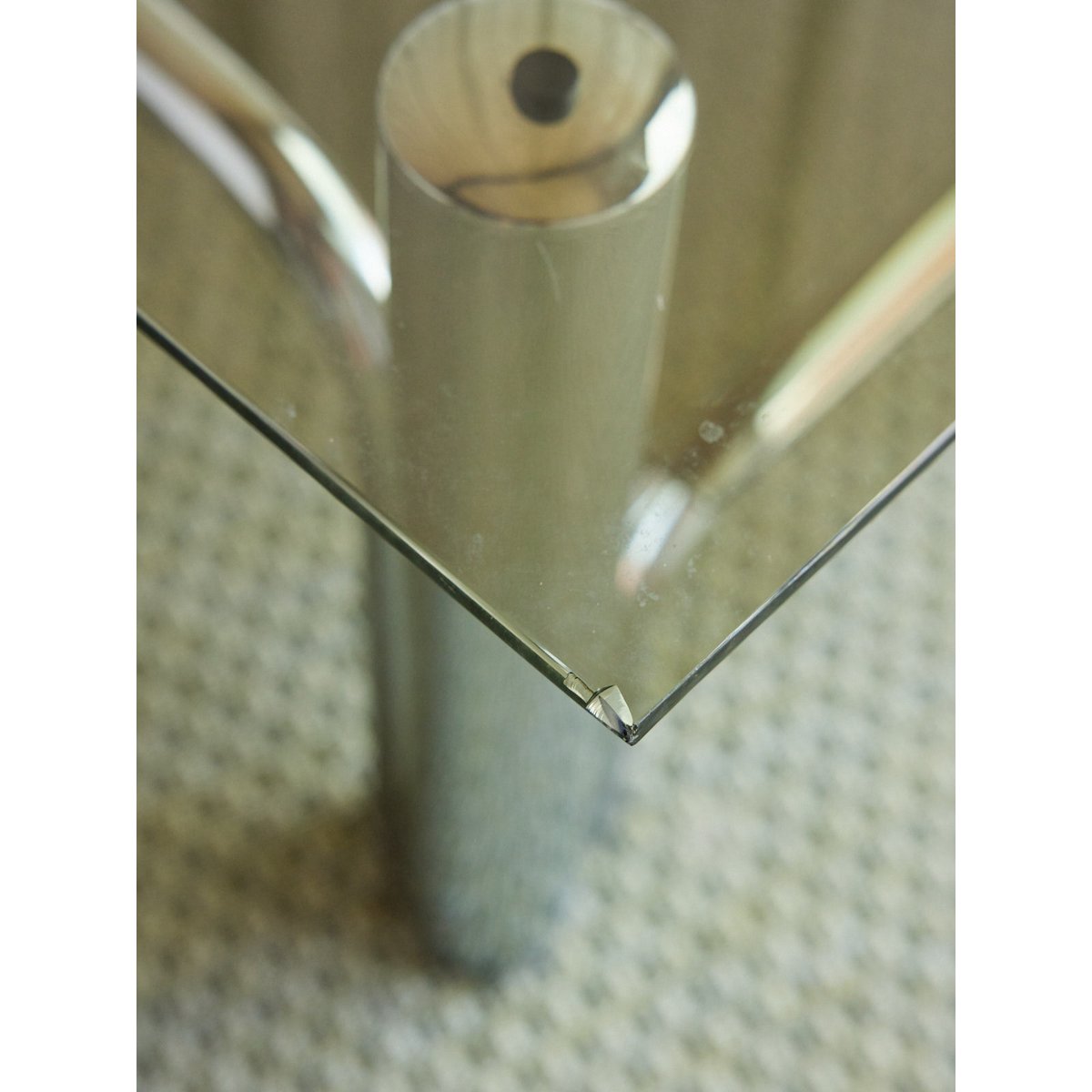 Table basse double plateau en verre fumé Donna N°1105 - Bon état fumé, DEBONGOUT