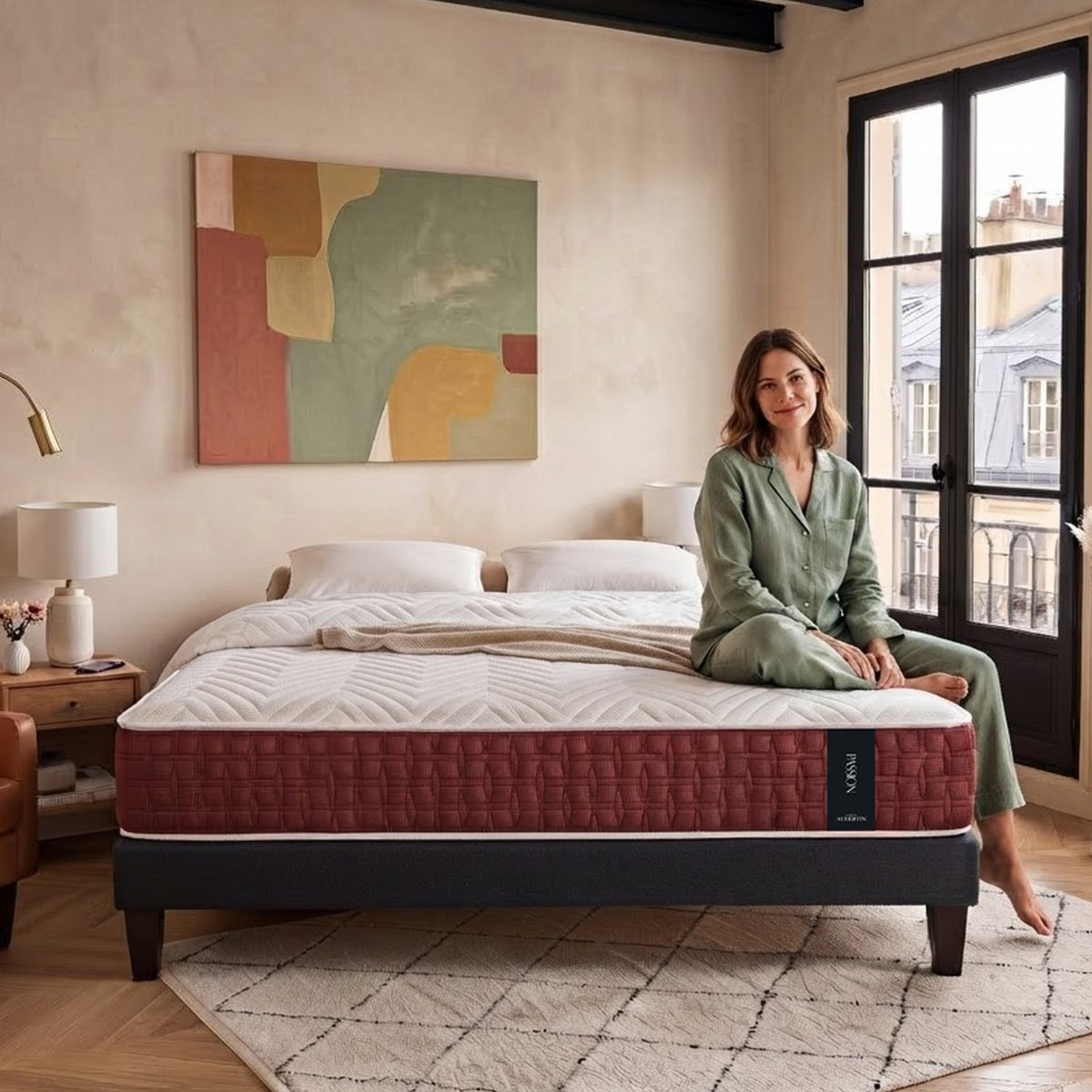Matelas Ressorts ensachés PASSION - 30 cm d'épaisseur - Accueil moelleux, soutien ferme blanc, MAISON AUBERTIN