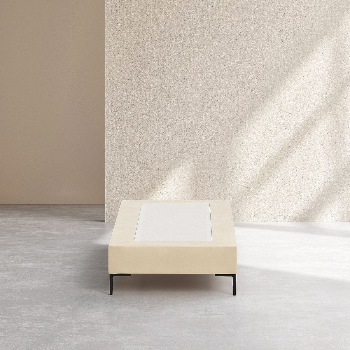 Sommier tapissier tissu NOTA crème, HABITAT