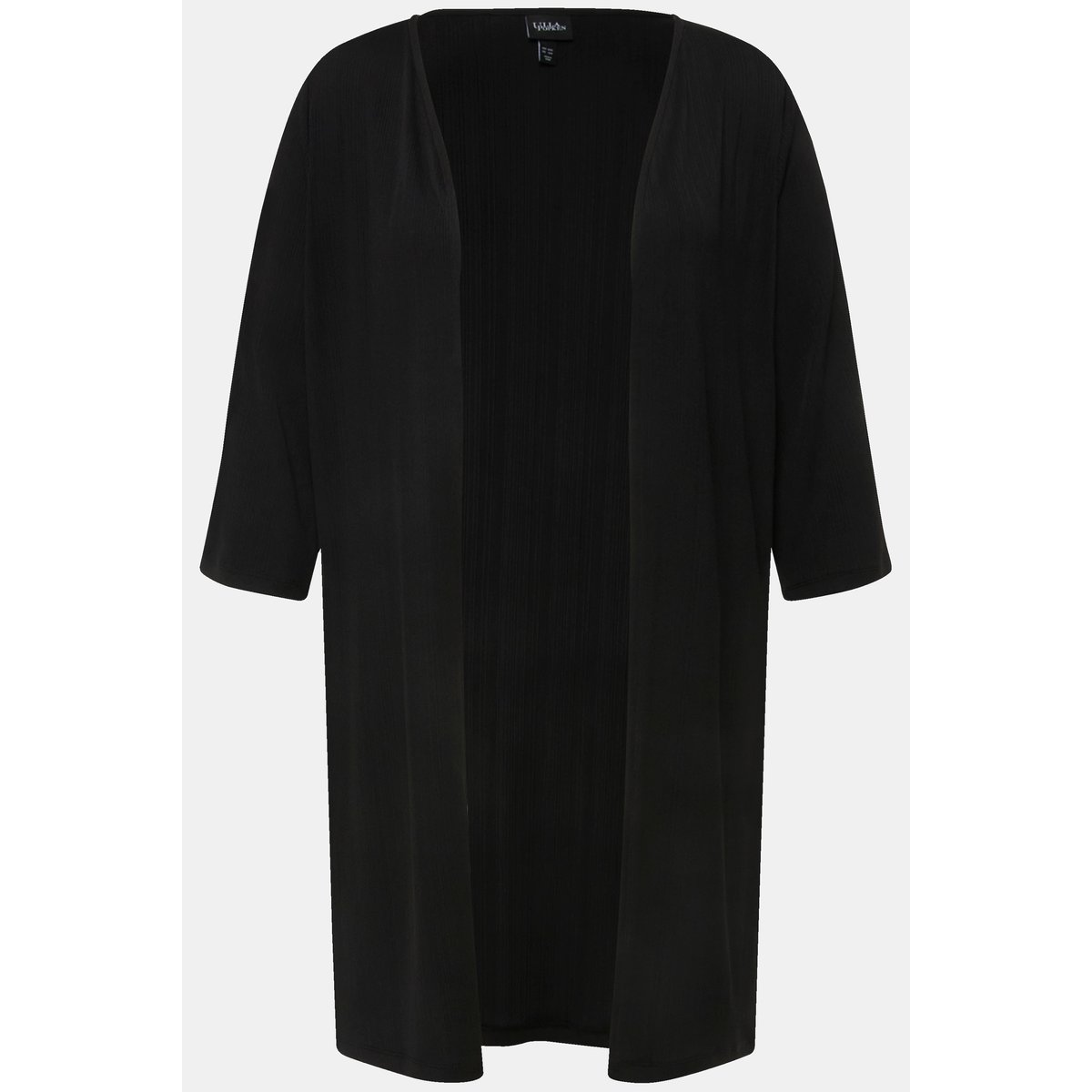 Gilet long en jersey côtelé. Coupe ouverte noir, ULLA POPKEN