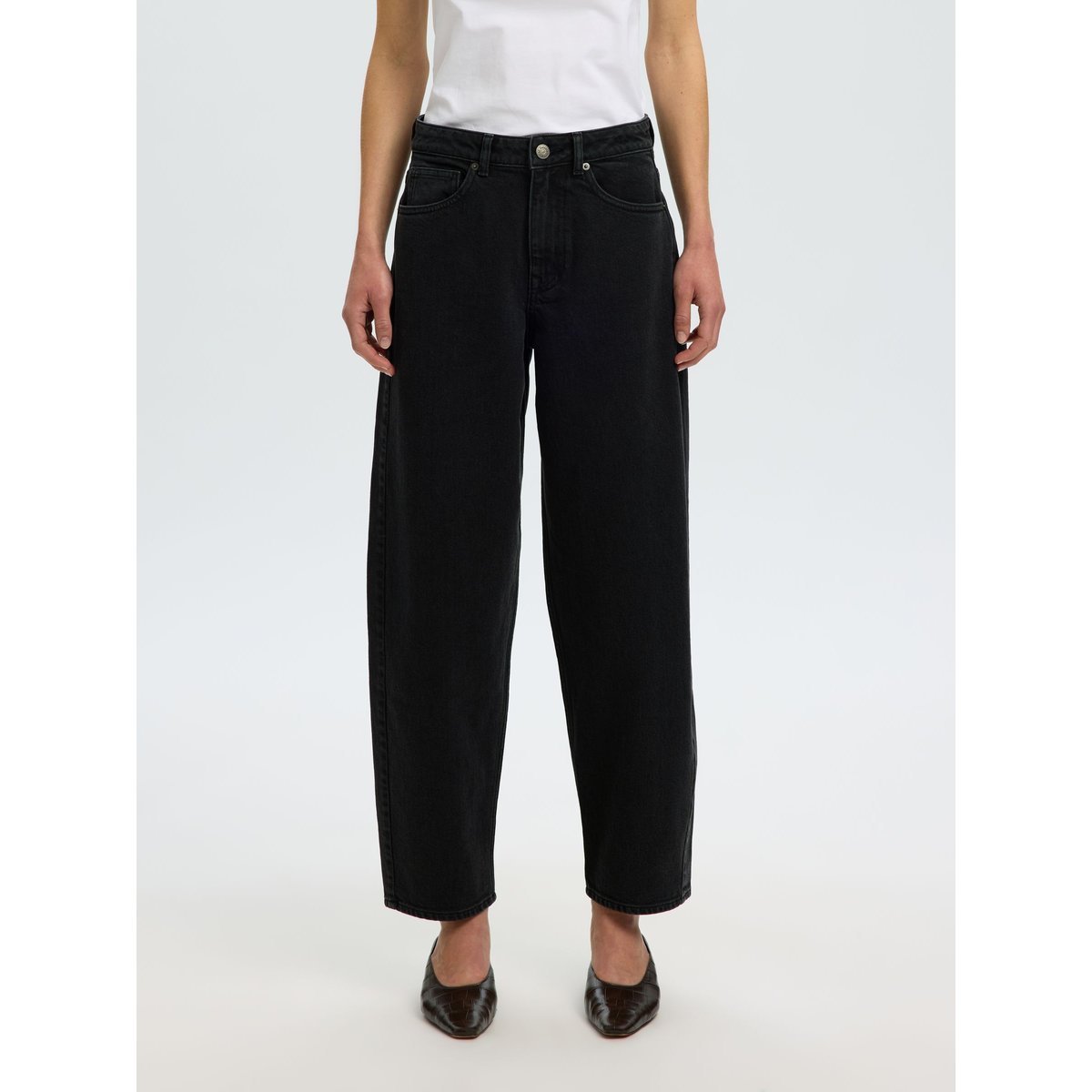 Jeans Barrel black denim, SELECTED