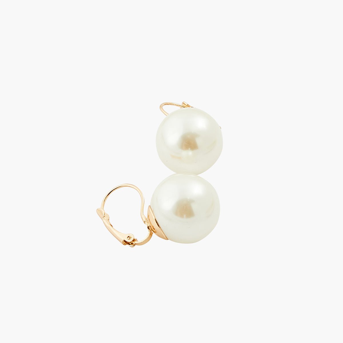 Boucles d'oreilles dormeuses perles de verre 18mm blanc, BALABOOSTE