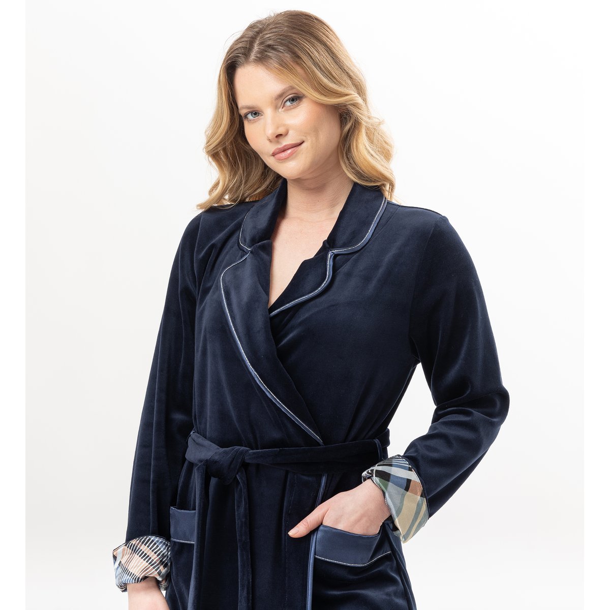 Peignoir en velours BRADLEY 160 bleu, LE CHAT