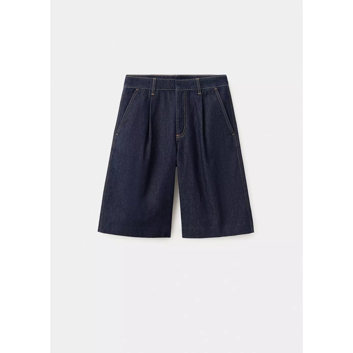 Bermuda straight fit pinces bleu, MANGO
