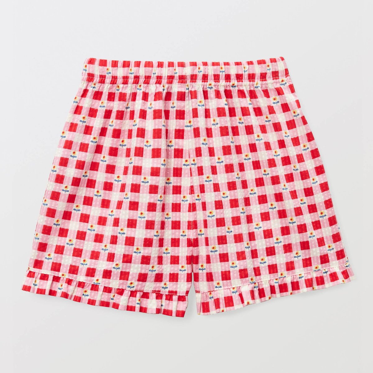 Short imprimé à volants rouge, MONOPRIX